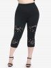 Lace Panel Grommet Tunic Tank Top and Lace Panel Grommet High Waisted Leggings Plus Size Summer Outfit -  