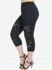 Lace Panel Grommet Tunic Tank Top and Lace Panel Grommet High Waisted Leggings Plus Size Summer Outfit -  