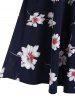 Plus Size Flower Print Cinched Tie Dress -  