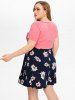 Plus Size Flower Print Cinched Tie Dress -  