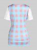 Plus Size Plaid Lace Panel 2 in 1 Tee -  