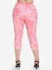 Legging Corsaire à Imprimé 3D Jean Fleuri de Grande Taille - Rose clair M | US 10