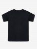 T-shirt Unisexe Motif Abstrait à Manches Courtes - Noir 2XL