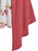 Plus Size Floral Print Faux Twinset Irregular Tee -  