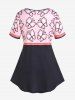Plus Size Butterfly 3D Lace Up Print Tee -  