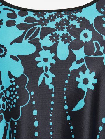 Plus Size Floral Open Back Padded Swim Top