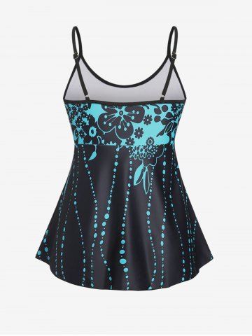 Plus Size Floral Open Back Padded Swim Top