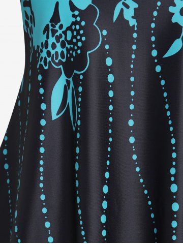 Plus Size Floral Open Back Padded Swim Top