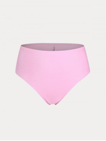 Plus Size High Waist Swim Bikini Bottom - LIGHT PINK - M | US 10