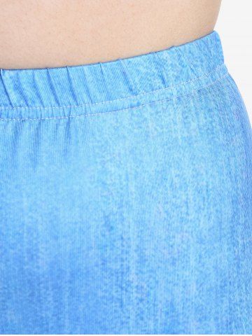 Plus Size  High Waist Butterfly Print 3D Denim Capri Jeggings