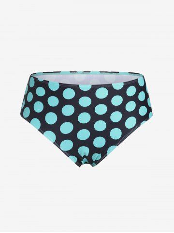 Plus Size Mid Waist Polka Dot Swim Bikini Briefs - LIGHT BLUE - L | US 12