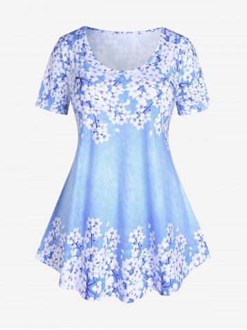 Camiseta Estampado Floral Tamaño Plus - BLUE - S | US 8