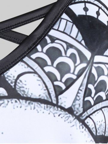 Plus Size Gothic Crisscross Skull Print Dress