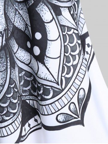 Plus Size Gothic Crisscross Skull Print Dress