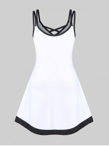 Plus Size Gothic Crisscross Skull Print Dress