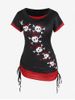 Plus Size Gothic Skull Print Cinched 2 in 1 Tee -  