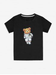 T-shirt Unisexe Graphique à Imprimé Ours Astronaute - Noir 2XL