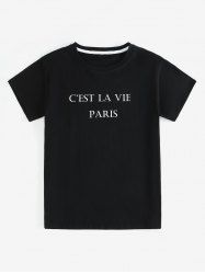 T-shirt Unisexe à Imprimé Lettre à Manches Courtes - Noir 2XL