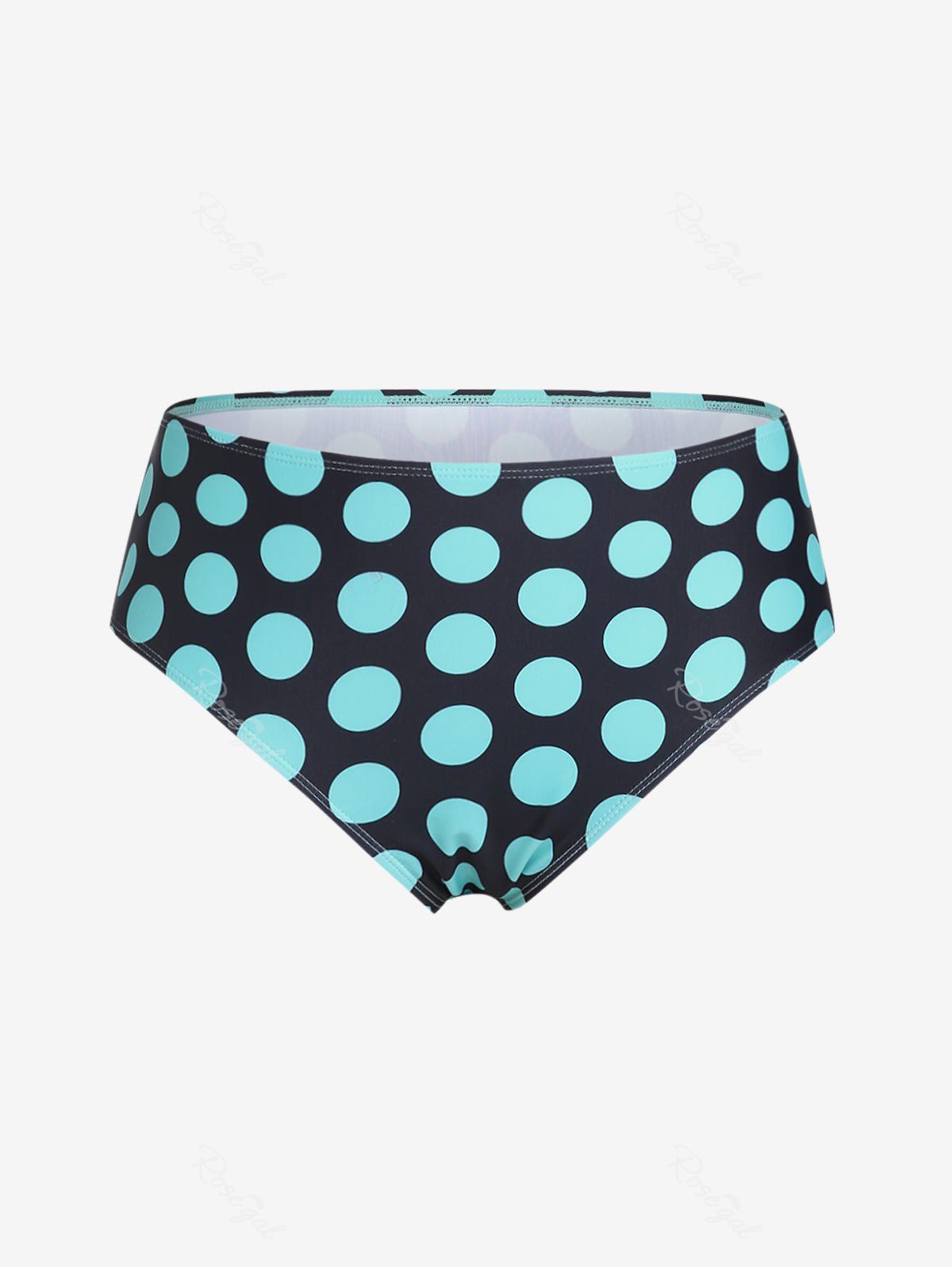 Affordable Plus Size Mid Waist Polka Dot Swim Bikini Briefs  