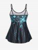 Plus Size Floral Open Back Padded Swim Top -  