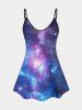 3D Galaxy Print Tank Top and Butterfly Print Capri Leggings Plus Size Summer Outfit -  