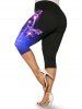 3D Galaxy Print Tank Top and Butterfly Print Capri Leggings Plus Size Summer Outfit -  