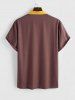 Chemise en Blocs de Couleurs à Col de Camp - Café profond S