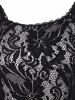 Robe de Soirée Mi-Longue Ligne A Panneau en Dentelle à Imprimé Florale - Noir M