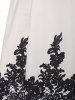 Robe de Soirée Mi-Longue Ligne A Panneau en Dentelle à Imprimé Florale - Noir M