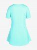 Plus Size & Curve Two Tone Cat Print Short Sleeves Tee -  