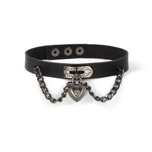 Gothic PU Leather Adjustable Chain Choker