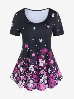 Camiseta Talla Extra Estampado Sakura - BLACK - 4X | US 26-28