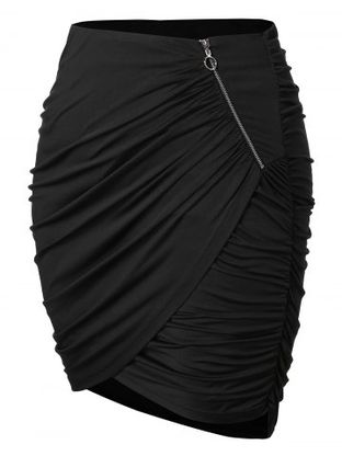 Plus Size Zipper Ruched Mini Tulip Skirt