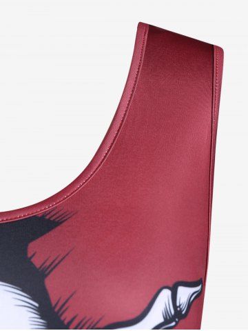 Plus Size Lace Panel Skull Print Gothic Tank Top