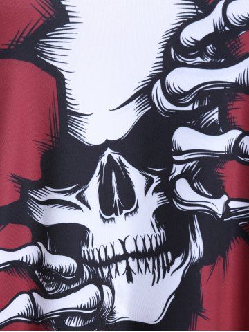 Plus Size Lace Panel Skull Print Gothic Tank Top