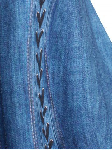 Plus Size 3D Lace Denim Print T-shirt