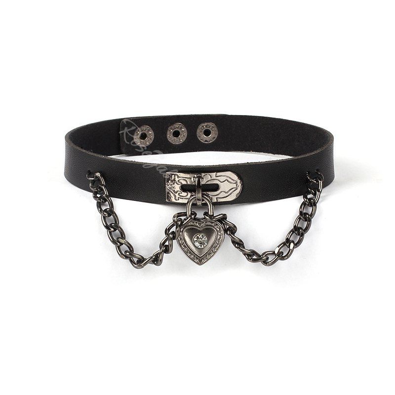 Discount Gothic PU Leather Adjustable Chain Choker  