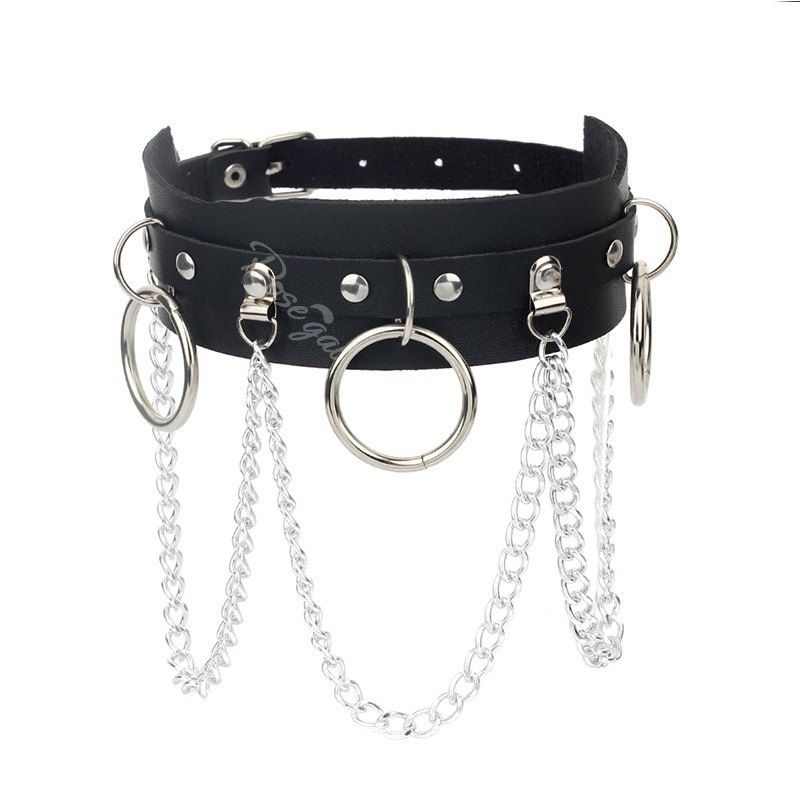 Buy Gothic PU Leather Adjustable Chain Choker Necklace  