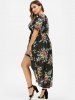 Plus Size Floral High Low Surplice Long Dress -  