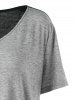 Plus Size Two Tone Asymmetric V Neck T Shirt -  
