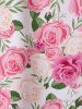 Robe Mi-Longue Curve Cottagecore à Imprimé Fleurie à Fente Haute de Grande Taille - Rose  2X
