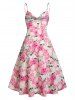 Plus Size & Curve Cottagecore High Slit Cowl Front  Floral Print Midi Dress -  