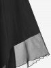 Mini Robe Mouchoir Gothique à Epaule Dénudée Grande Taille à Lacets avec Œillet - Noir 