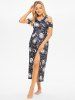 Vintage Sun Moon Star Print Slit Tied Wrap Beach Sarong -  