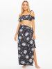 Vintage Sun Moon Star Print Slit Tied Wrap Beach Sarong -  
