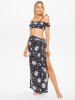 Vintage Sun Moon Star Print Slit Tied Wrap Beach Sarong -  