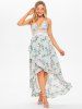 Robe Maxi en Mousseline de Soie avec Empiècements en Dentelle à Imprimé Roses - Vert clair L