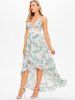 Robe Maxi en Mousseline de Soie avec Empiècements en Dentelle à Imprimé Roses - Vert clair L