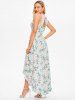 Robe Maxi en Mousseline de Soie avec Empiècements en Dentelle à Imprimé Roses - Vert clair L