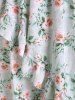 Robe Maxi en Mousseline de Soie avec Empiècements en Dentelle à Imprimé Roses - Vert clair L